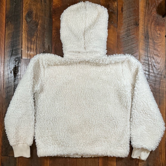 Abercrombie & Fitch White Sherpa Fleece Zip Up Hoodie Jacket Size Large - Picture 5 of 9